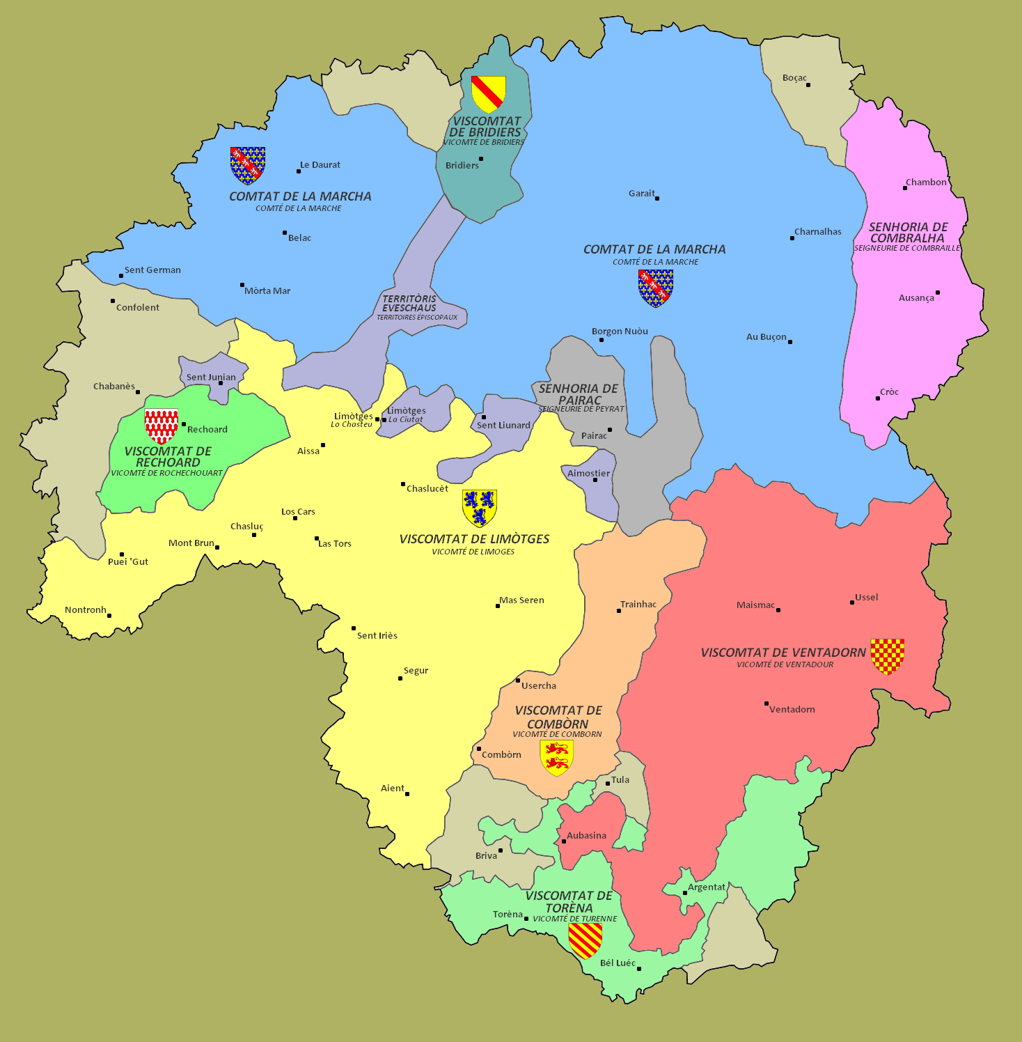 Carte vicomtes du limousin conseil dans esperance du roi