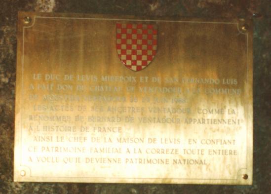 Ventadour plaque origine